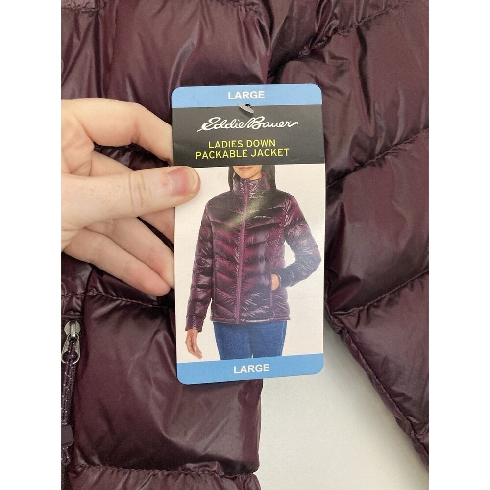 Eddie Bauer Ladies Down Packable Jacket Size Large Iridescent Plum Purple NWT - Picture 4 of 8